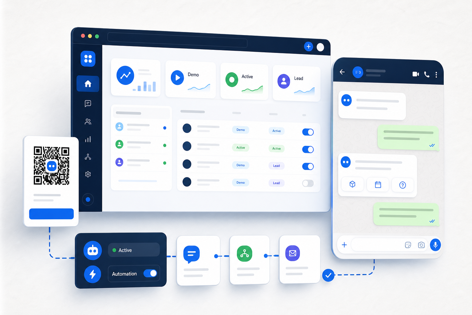 Interfaz de Hoz con conversaciones, demos y panel de control